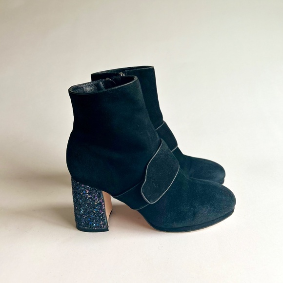 Gucci Black Suede Genuine Leather Glitter Heel Ankle Boots size EUR 40, US 9.5 - Picture 2 of 16